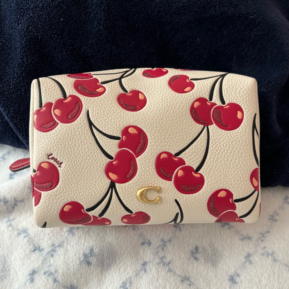 Coach Cherry Leather Cosmetic Bag